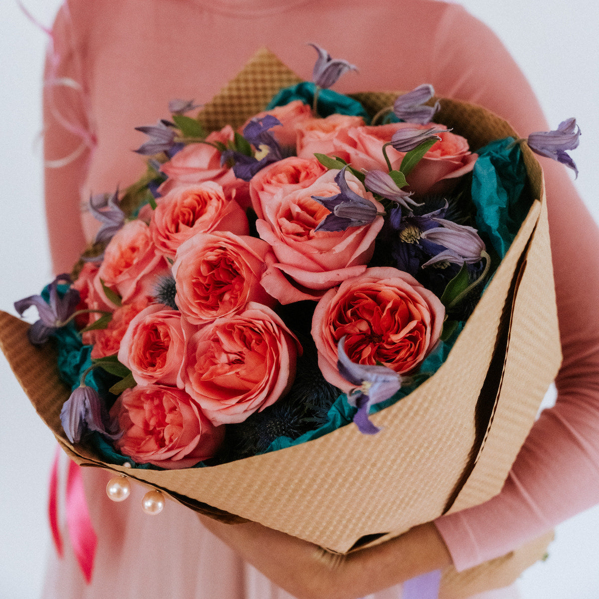Pink roses bouquet