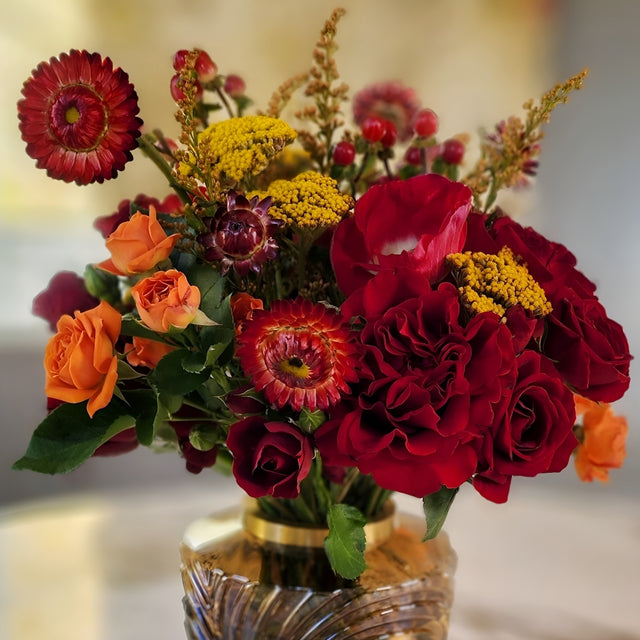 Red flowers centerpiece