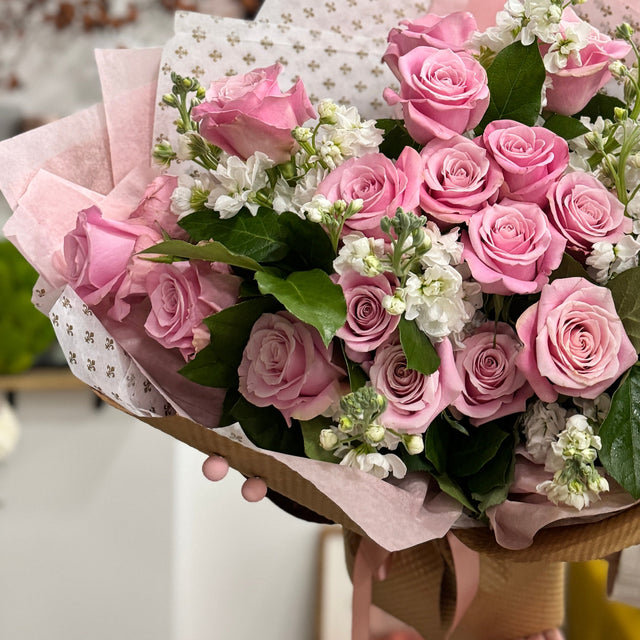 Bouquet of beautiful soft pink roses.