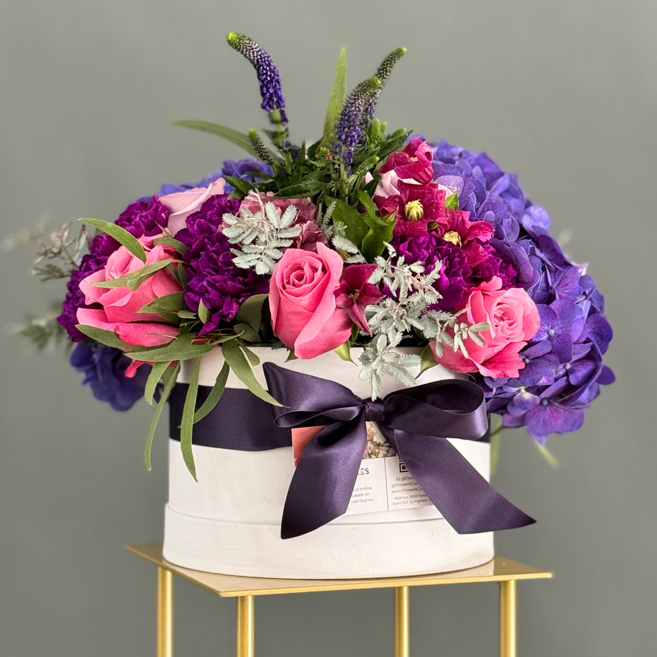 Vibrant Flowers in Hat Box