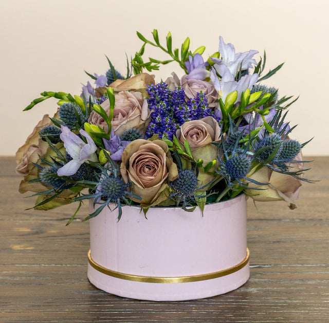 Vibrant Flowers in Hat Box