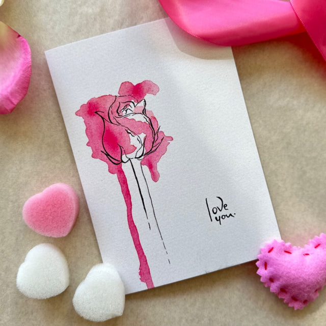 Card with rose and "I love you" text