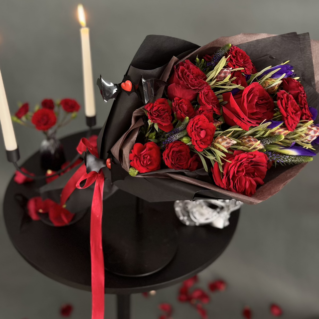 Spooky Bramble Roses Dark Romance Halloween Bouquet | Elegantly Spooky Floral Arrangement