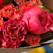 Rose and peony close up. 