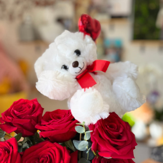 Red Roses Plush Valentine’s Day 100 Red Roses | Black Wrapped Rose Bouquet