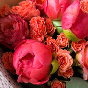 Coral Romance Bouquet styled as elegant home décor, adding a touch of romance to the room.