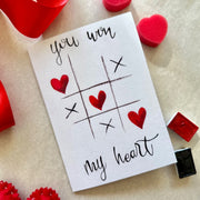 Card with "You won my heart" text